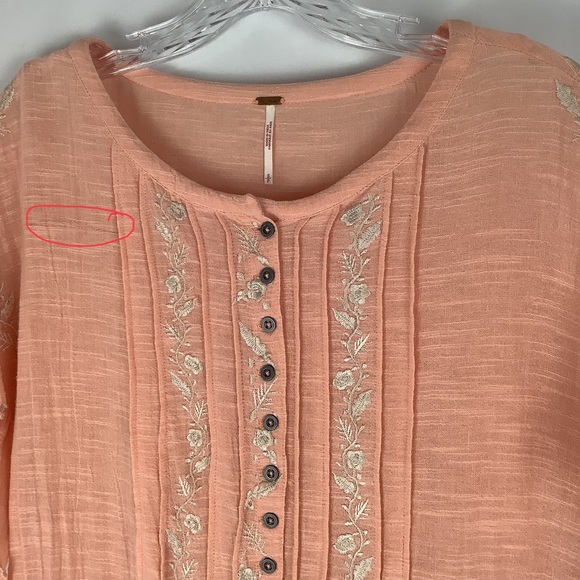 FREE PEOPLE MELON CAT Embroidered Tiered  Casual Mini Dress Size SP - Picture 10 of 11